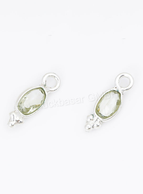 3 x 5 MM GREEN AMETHYST BEZEL CONNECTOR