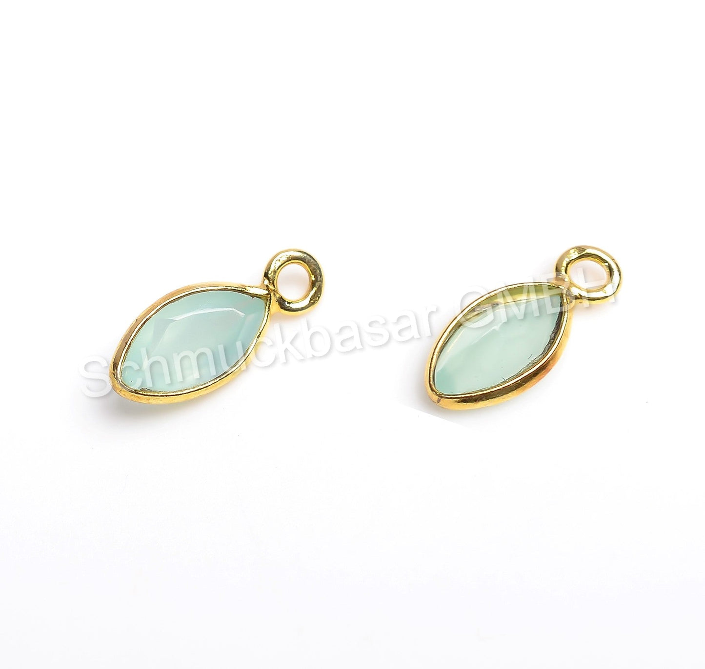 4x 8 MM AQUA CHALCEDONY BEZEL CONNECTOR