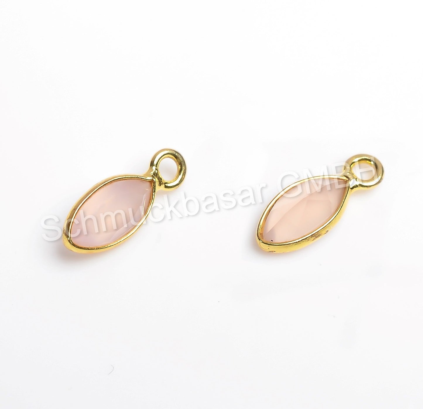 4x 8 MM ROSE QUARTZ BEZEL CONNECTOR