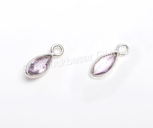 4x 8 MM AMETHYST BEZEL CONNECTOR