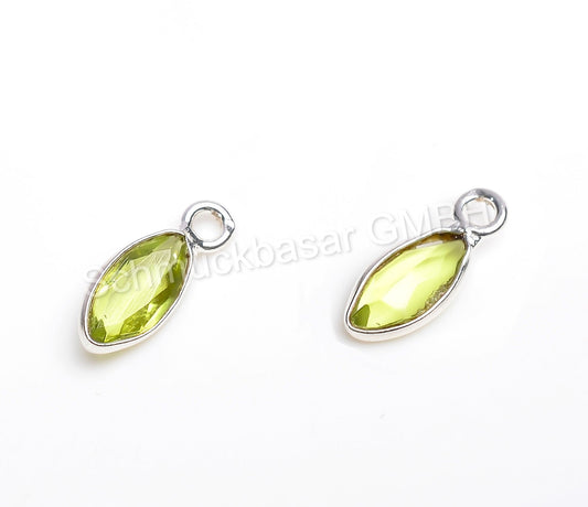 4x 8 MM GREEN AMETHYST BEZEL CONNECTOR