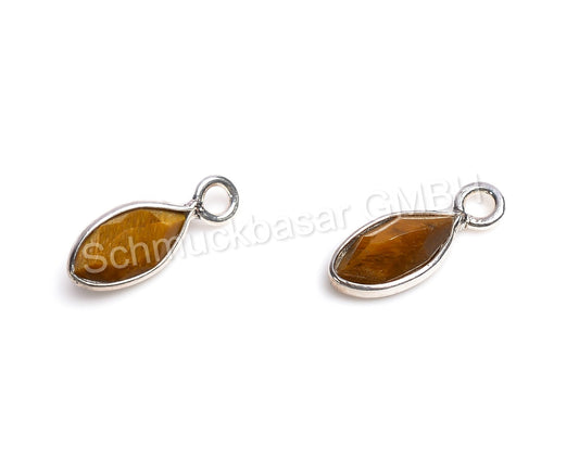 4x 8 MM TIGER EYE BEZEL CONNECTOR