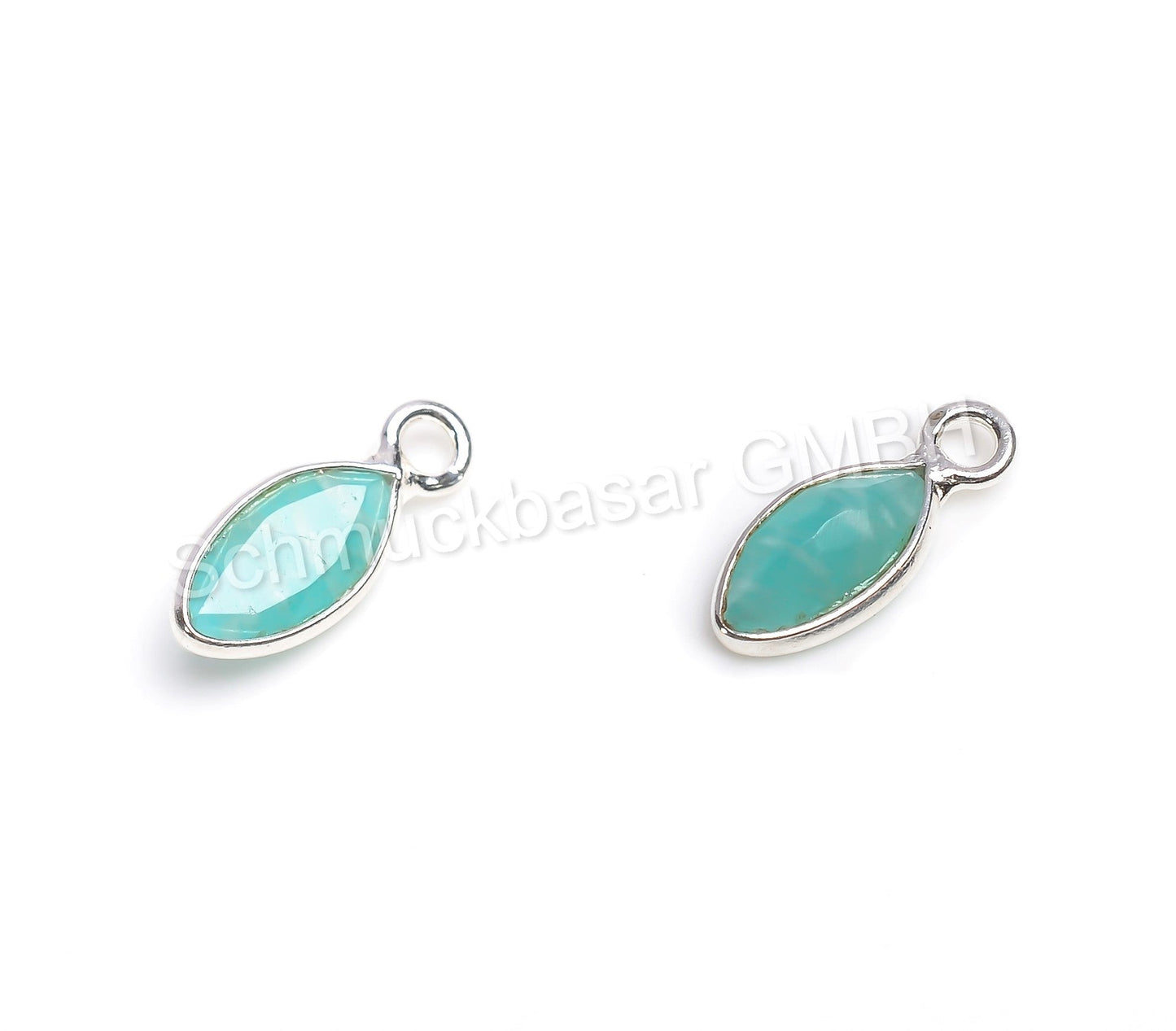 4x 8 MM AMAZONITE BEZEL CONNECTOR