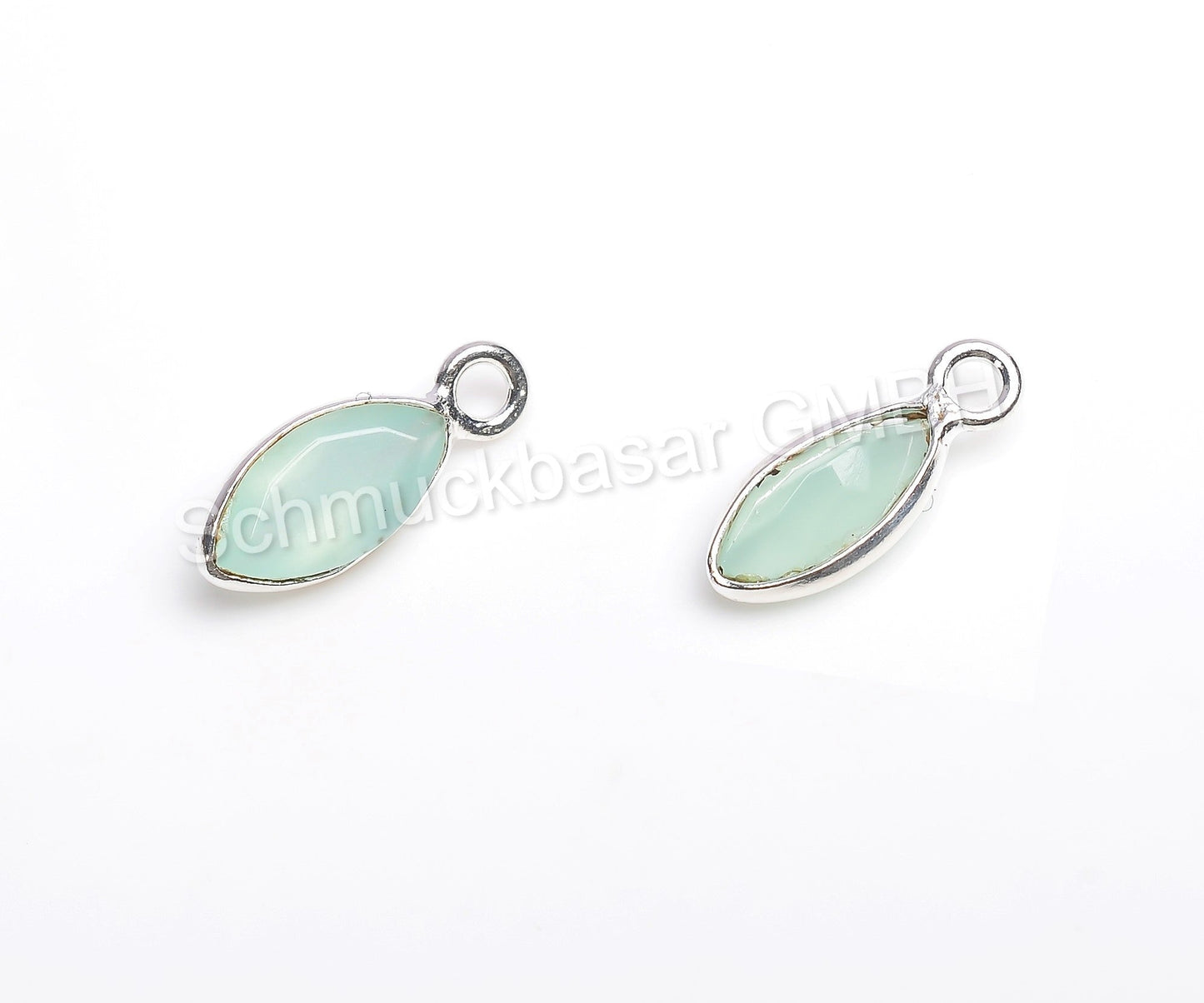 4x 8 MM AQUA CHALCEDONY BEZEL CONNECTOR