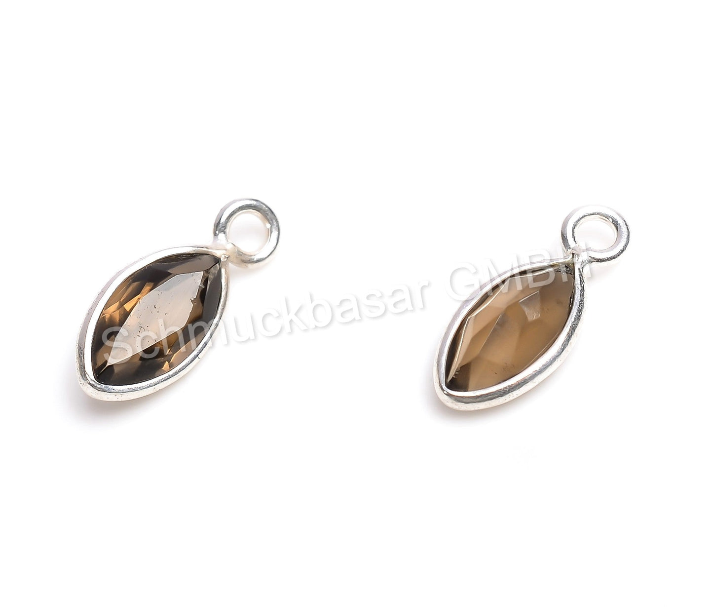 4x 8 MM SMOKEY QUARTZ BEZEL CONNECTOR