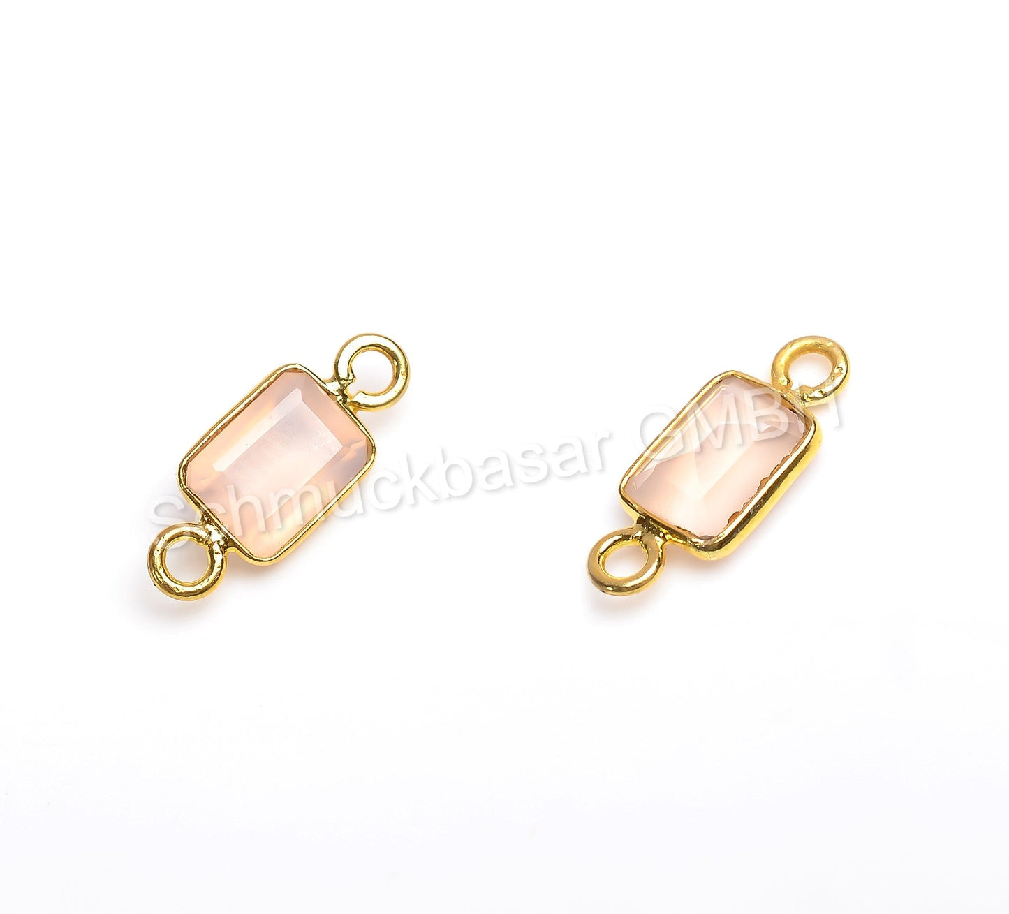 5 x 7 MM ROSE QUARTZ BEZEL CONNECTOR