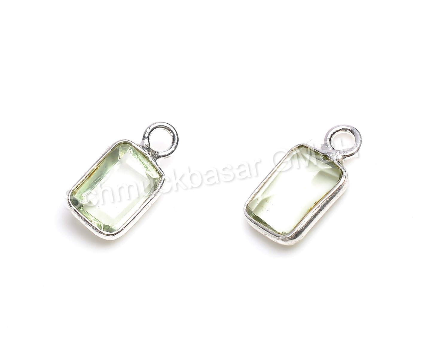 5 x 7 MM GREEN AMETHYST BEZEL CONNECTOR