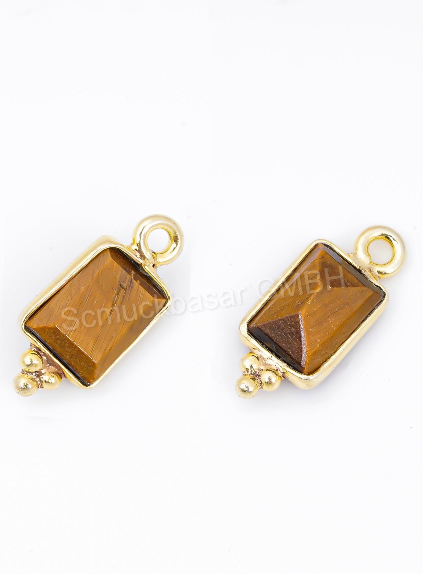 5 x 7 MM TIGER EYE BEZEL CONNECTOR