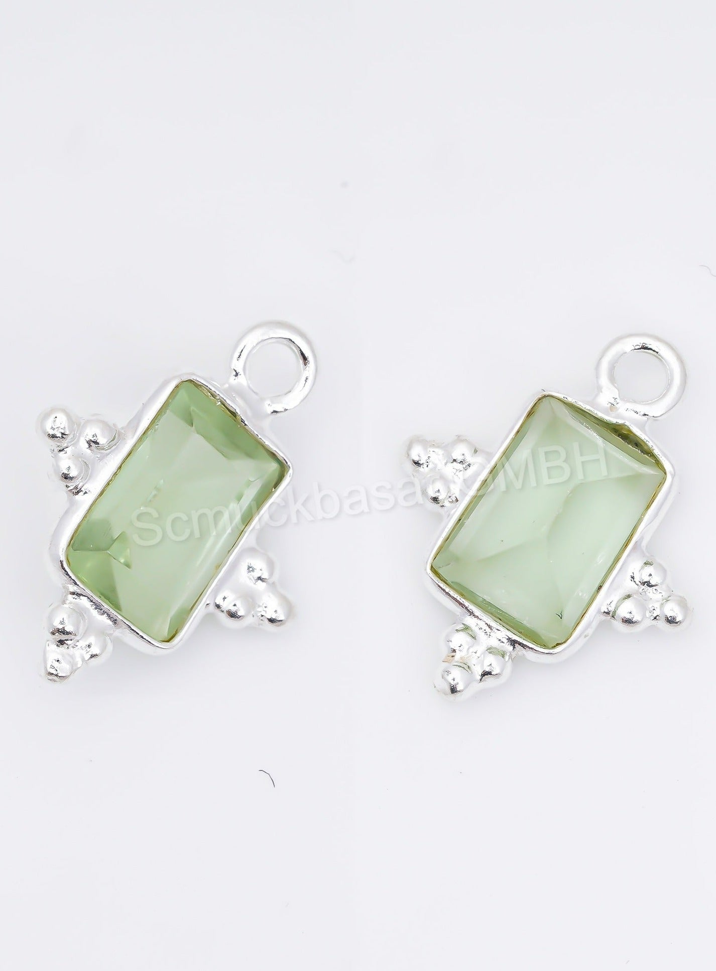 5 x 7 MM GREEN AMETHYST BEZEL CONNECTOR