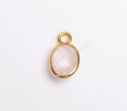 5 x 7 MM ROSE QUARTZ BEZEL CONNECTOR