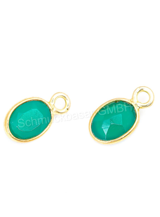 5 x 7 MM GREEN ONYX BEZEL CONNECTOR