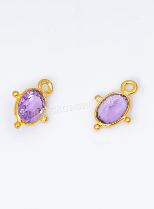 5 x 7 MM AMETHYST BEZEL CONNECTOR