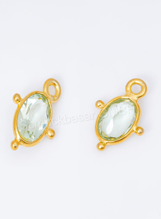 5 x 7 MM GREEN AMETHYST BEZEL CONNECTOR