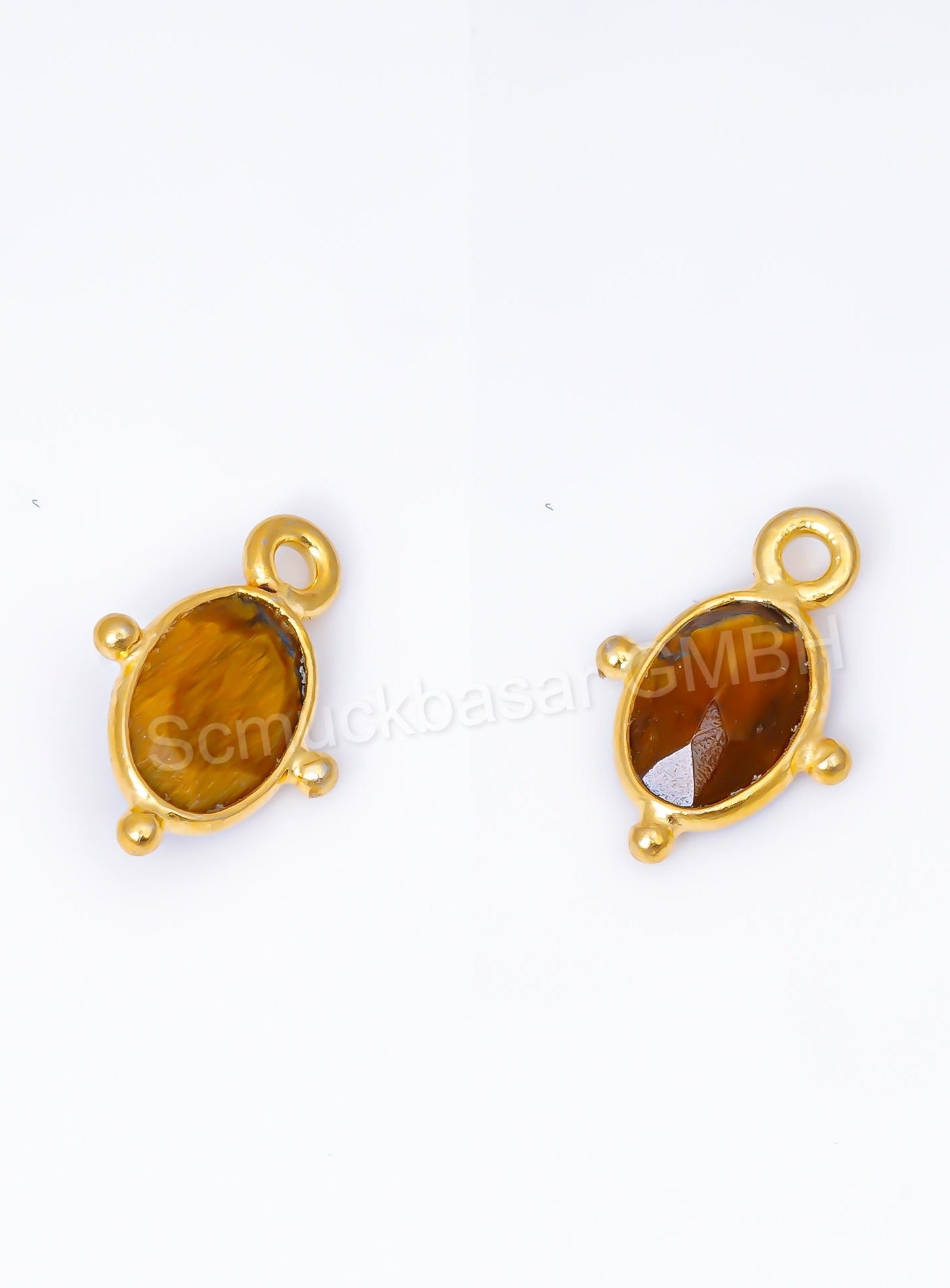 5 x 7 MM TIGER EYE BEZEL CONNECTOR