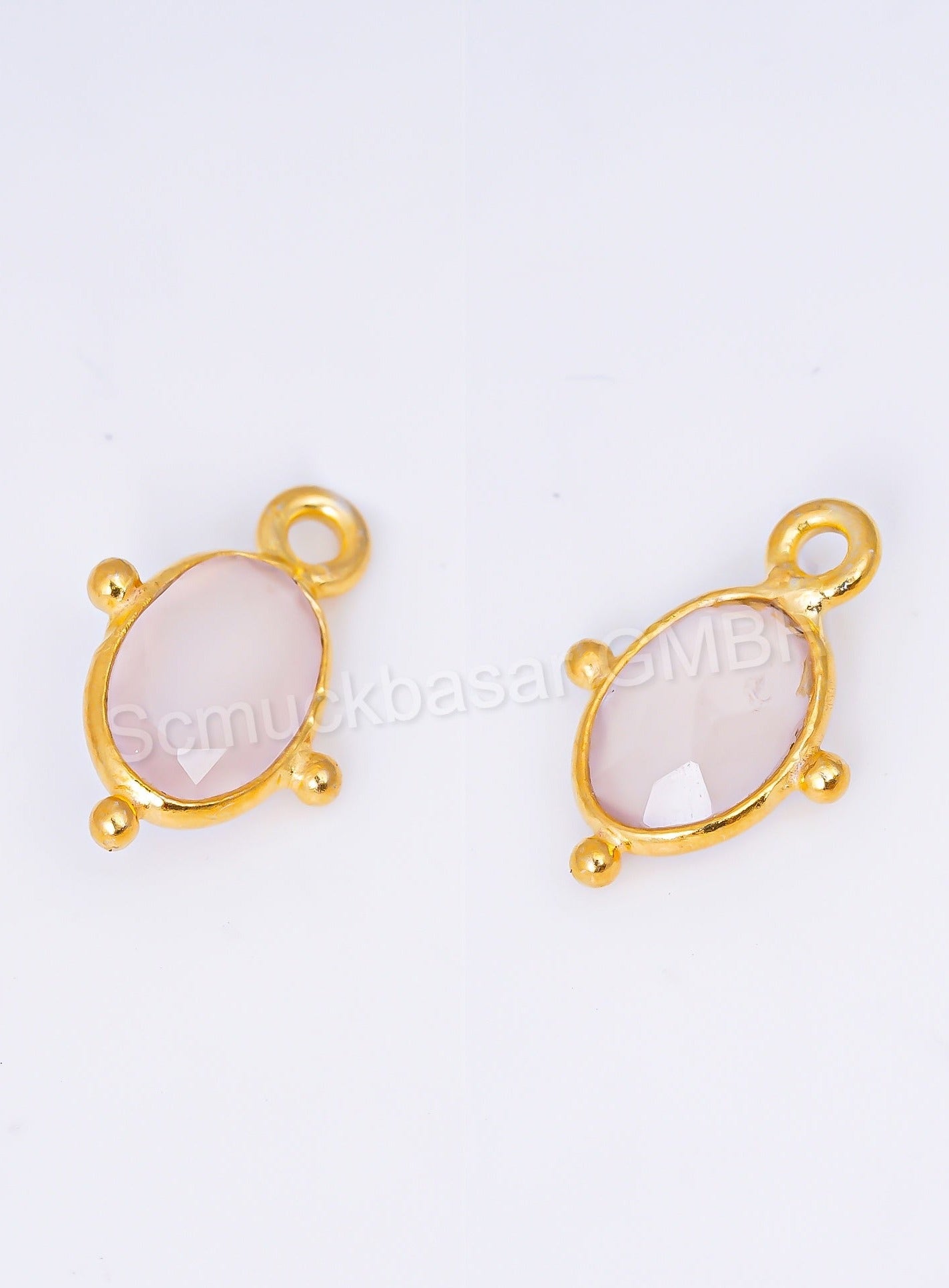 5 x 7 MM ROSE QUARTZ BEZEL CONNECTOR