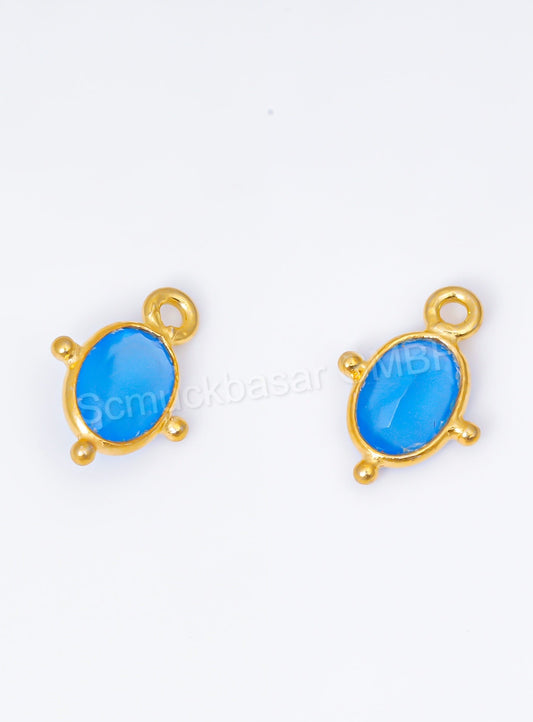 5 x 7 MM BLUE CHALCEDONY BEZEL CONNECTOR