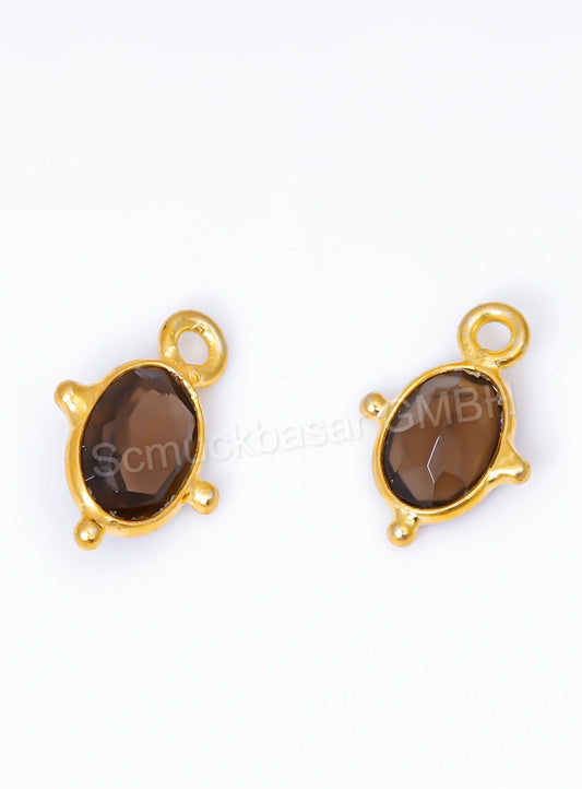 5 x 7 MM SMOKEY QUARTZ BEZEL CONNECTOR