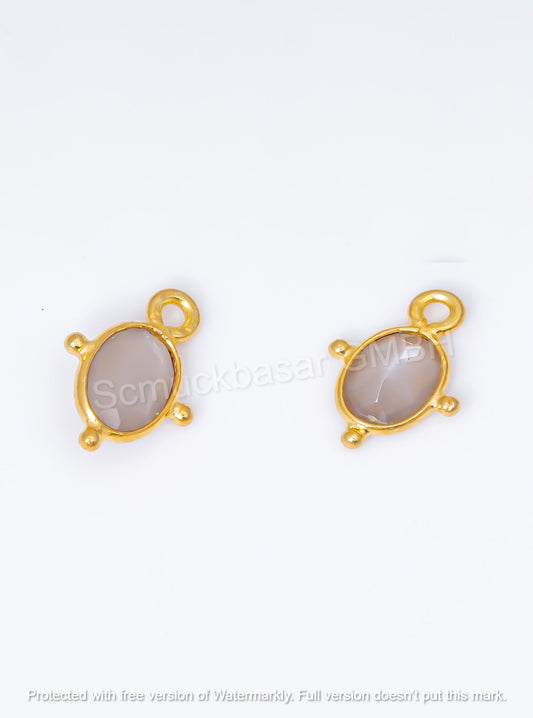 5 x 7 MM GREY CHALCEDONY BEZEL CONNECTOR