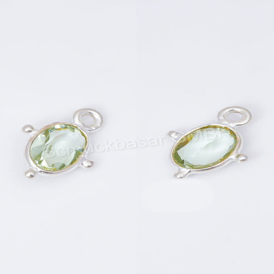 5 x 7 MM GREEN AMETHYST BEZEL CONNECTOR