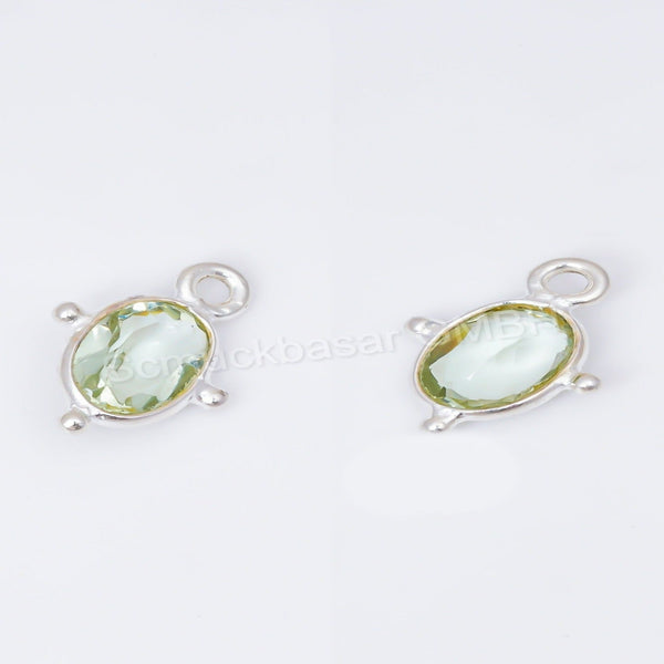 5 x 7 MM GREEN AMETHYST BEZEL CONNECTOR