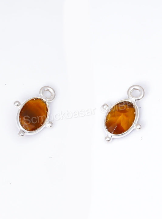 5 x 7 MM TIGER EYE BEZEL CONNECTOR