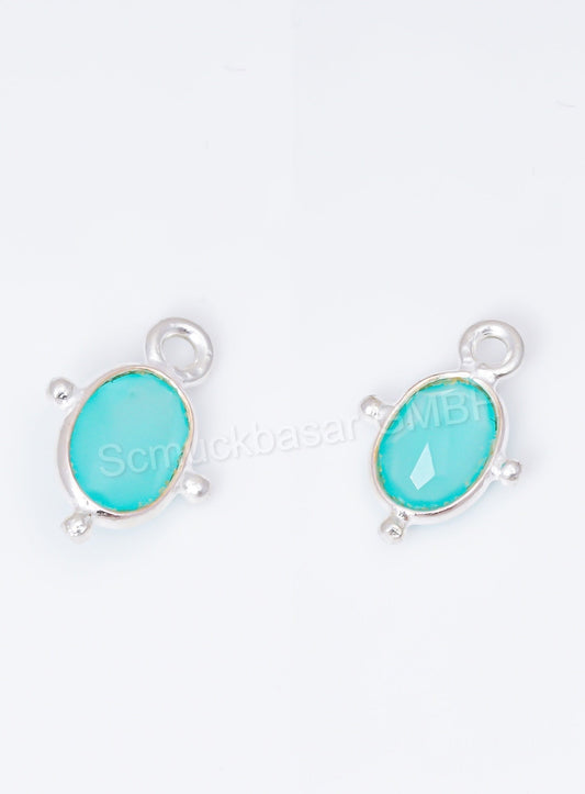 5 x 7 MM AQUA CHALCEDONY BEZEL CONNECTOR