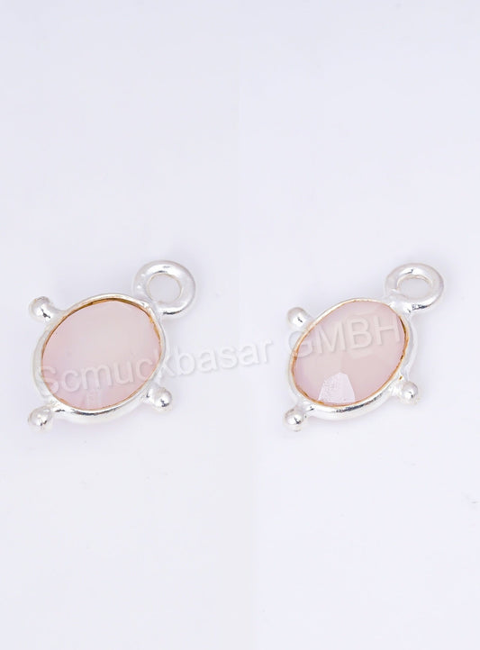 5 x 7 MM ROSE QUARTZ BEZEL CONNECTOR