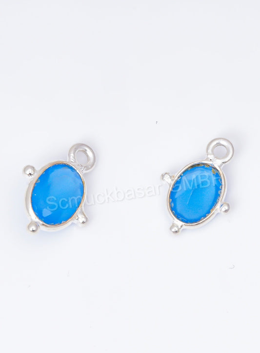 5 x 7 MM BLUE CHALCEDONY BEZEL CONNECTOR