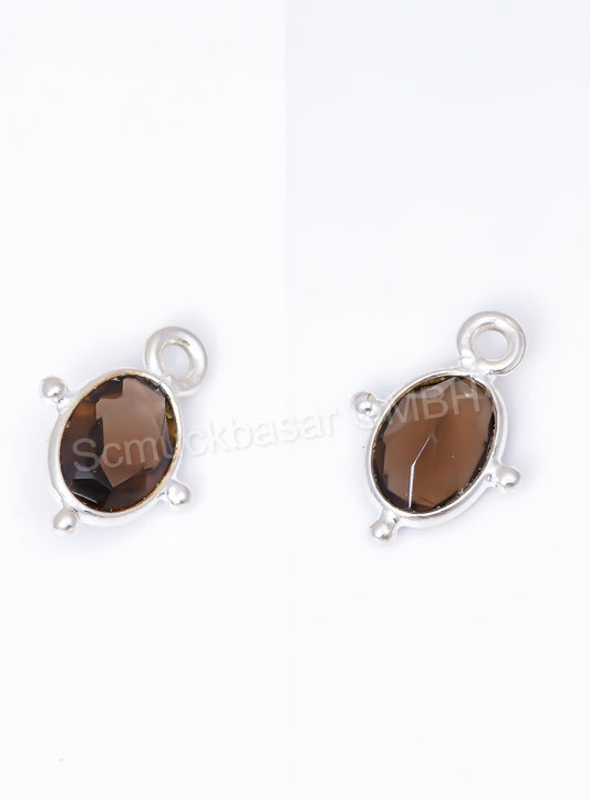 5 x 7 MM SMOKEY QUARTZ BEZEL CONNECTOR