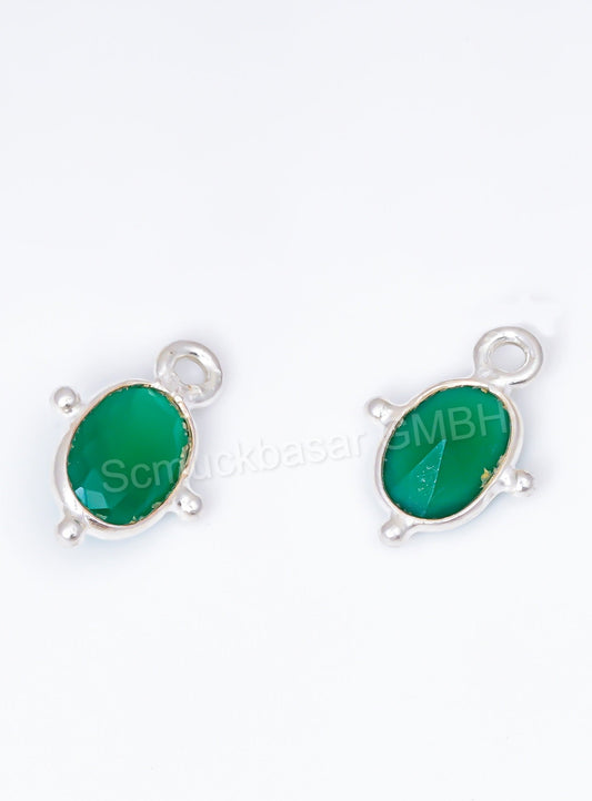 5 x 7 MM GREEN ONYX BEZEL CONNECTOR