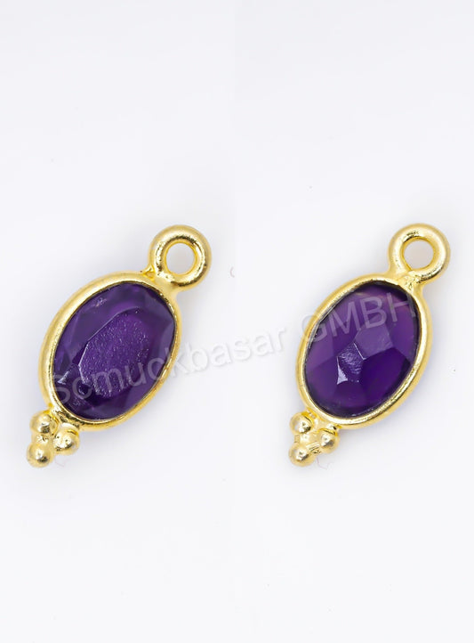 5 x 7 MM AMETHYST BEZEL CONNECTOR