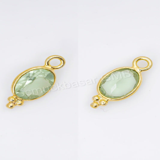 5 x 7 MM GREEN AMETHYST BEZEL CONNECTOR