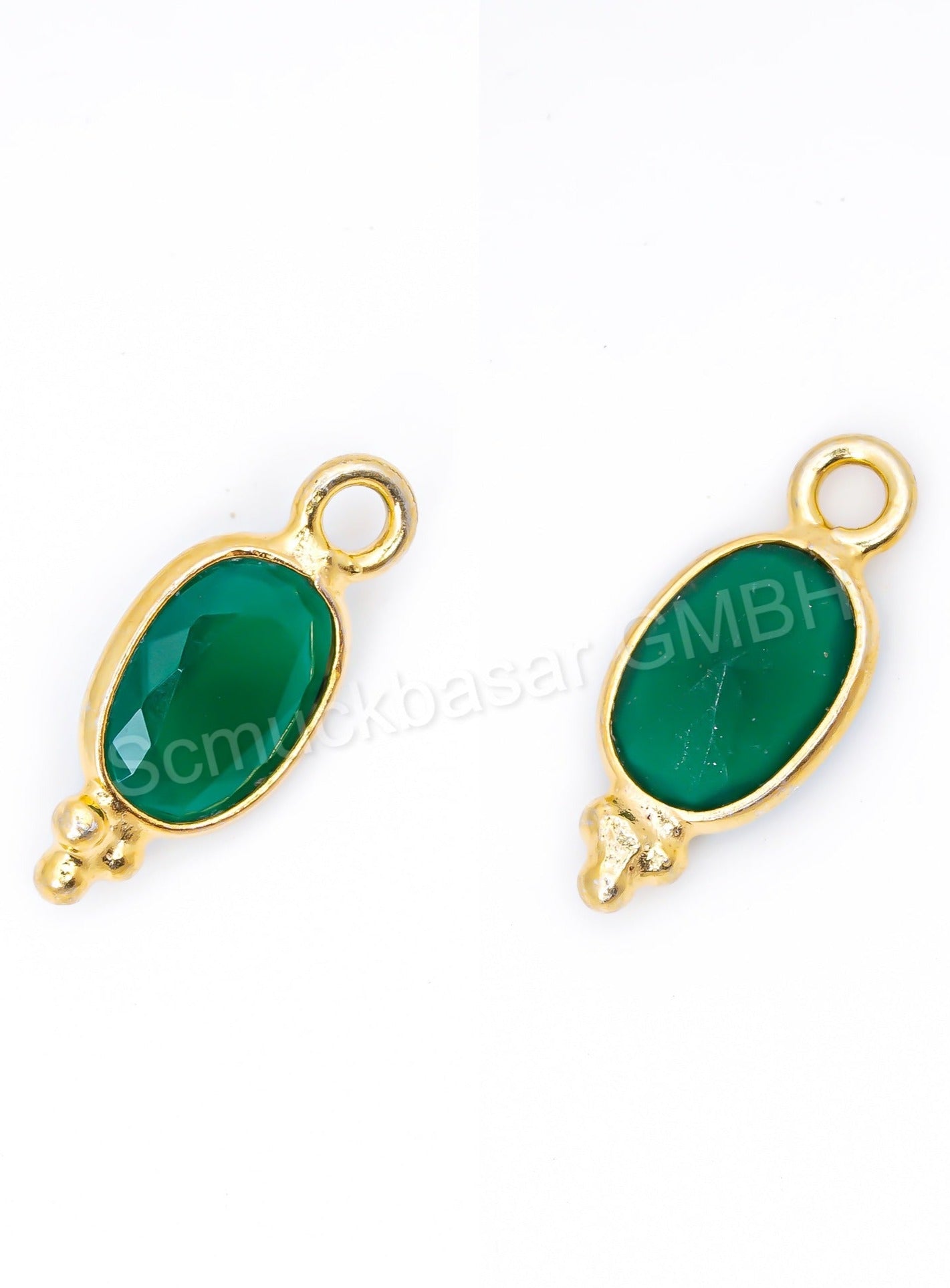 5 x 7 MM GREEN ONYX BEZEL CONNECTOR