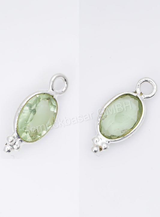 5 x 7 MM GREEN AMETHYST BEZEL CONNECTOR