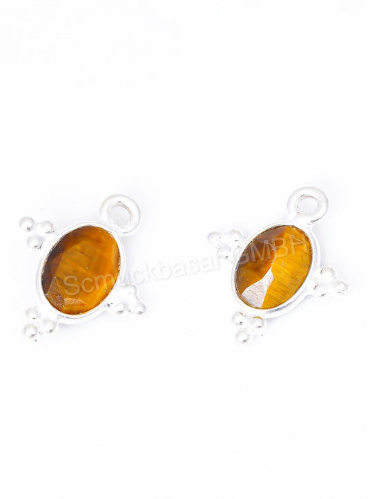 5 x 7 MM TIGER EYE BEZEL CONNECTOR