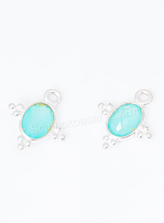 5 x 7 MM AQUA CHALCEDONY BEZEL CONNECTOR