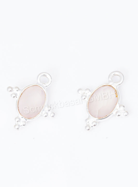 5 x 7 MM ROSE QUARTZ BEZEL CONNECTOR