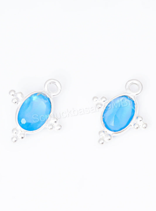 5 x 7 MM BLUE CHALCEDONY BEZEL CONNECTOR