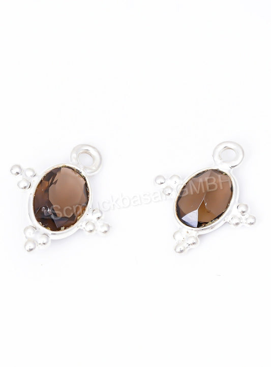 5 x 7 MM SMOKEY QUARTZ BEZEL CONNECTOR