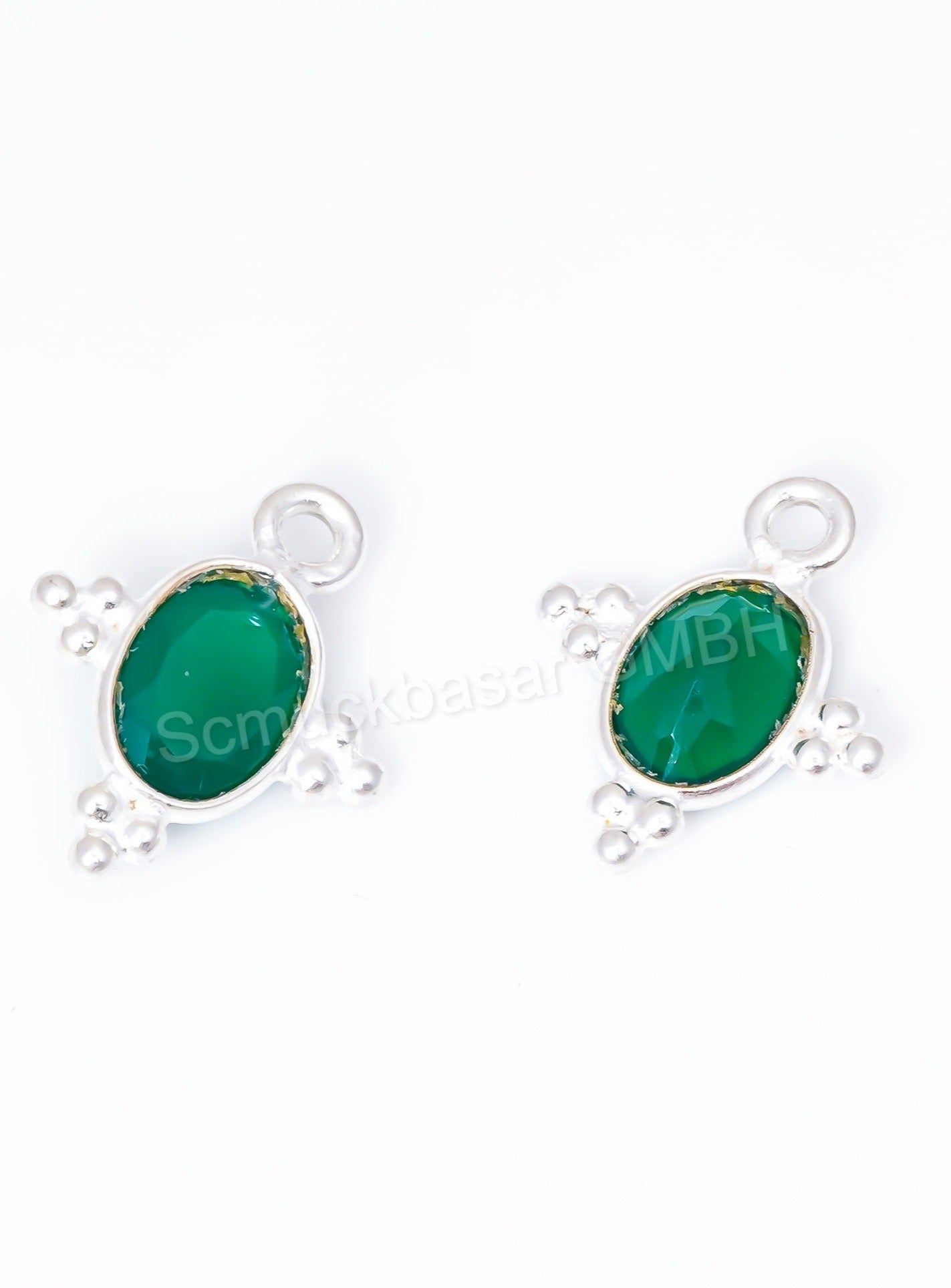 5 x 7 MM GREEN ONYX BEZEL CONNECTOR