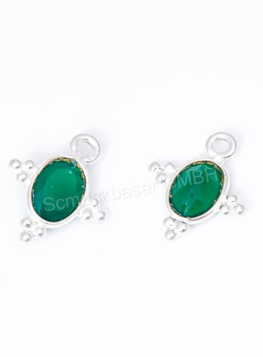 5 x 7 MM GREEN ONYX BEZEL CONNECTOR