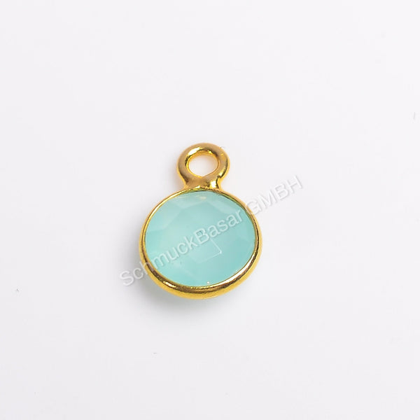 6 MM AQUA CHALCEDONY BEZEL CONNECTOR