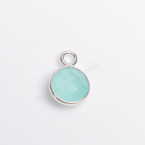 6 MM AQUA CHALCEDONY BEZEL CONNECTOR