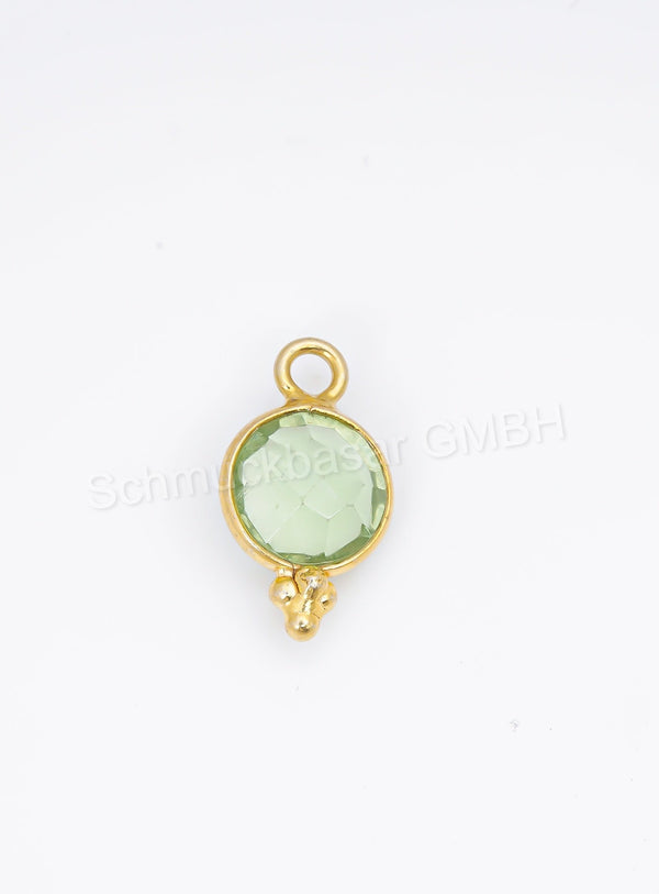 6 MM GREEN AMETHYST BEZEL CONNECTOR