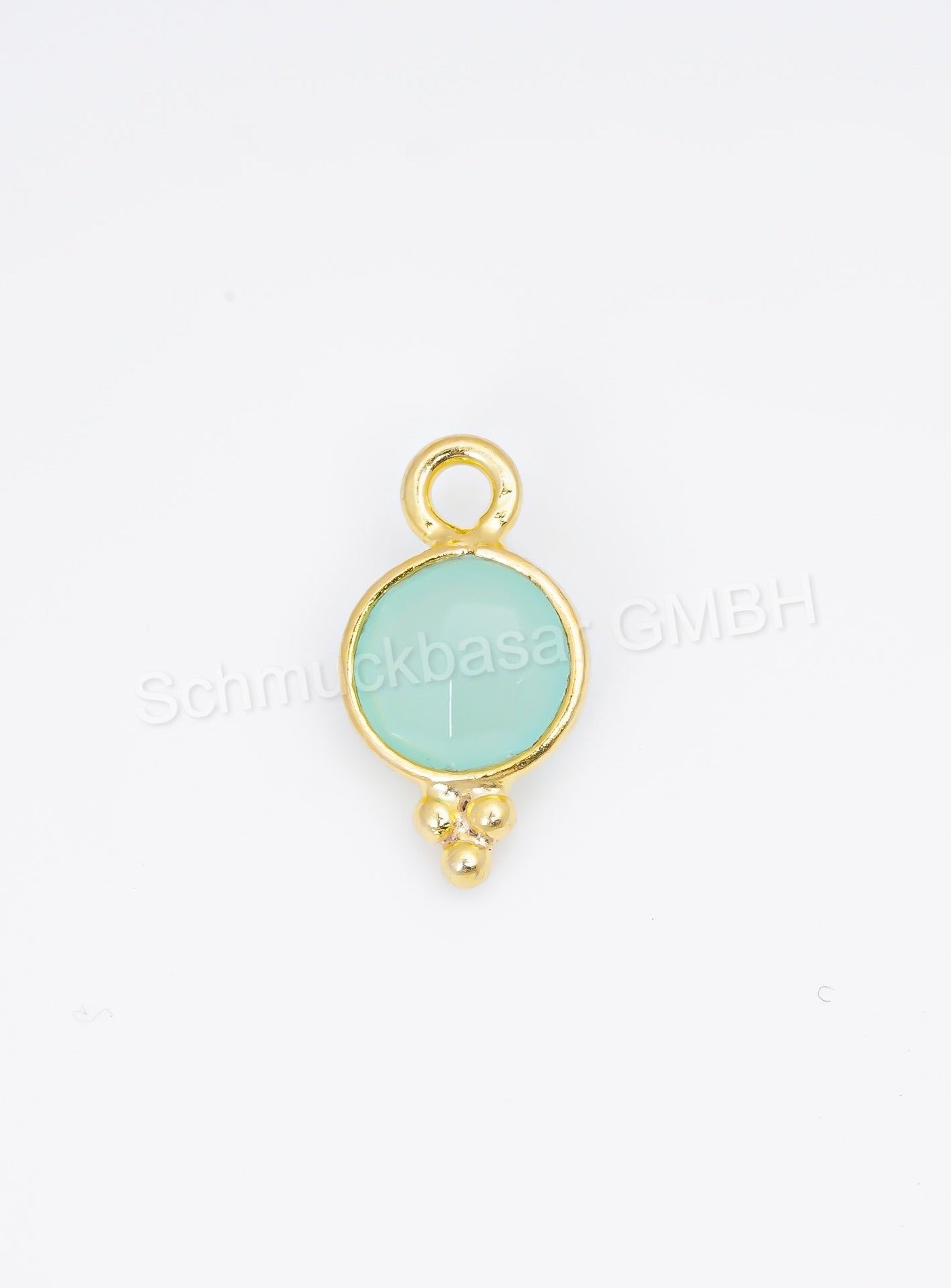 6 MM AQUA CHALCEDONY BEZEL CONNECTOR