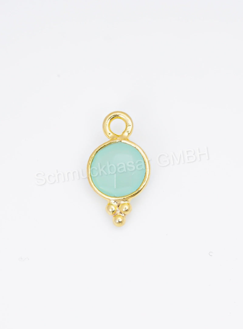 6 MM AQUA CHALCEDONY BEZEL CONNECTOR