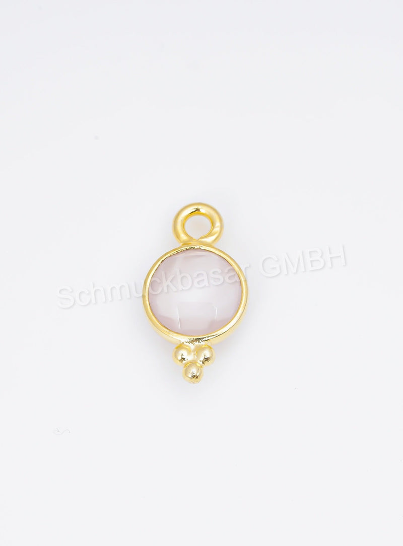 6 MM ROSE QUARTZ BEZEL CONNECTOR