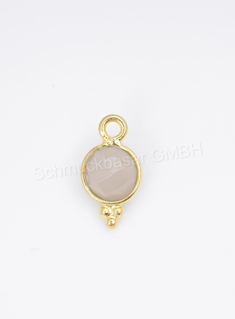 6 MM GREY CHALCEDONY BEZEL CONNECTOR