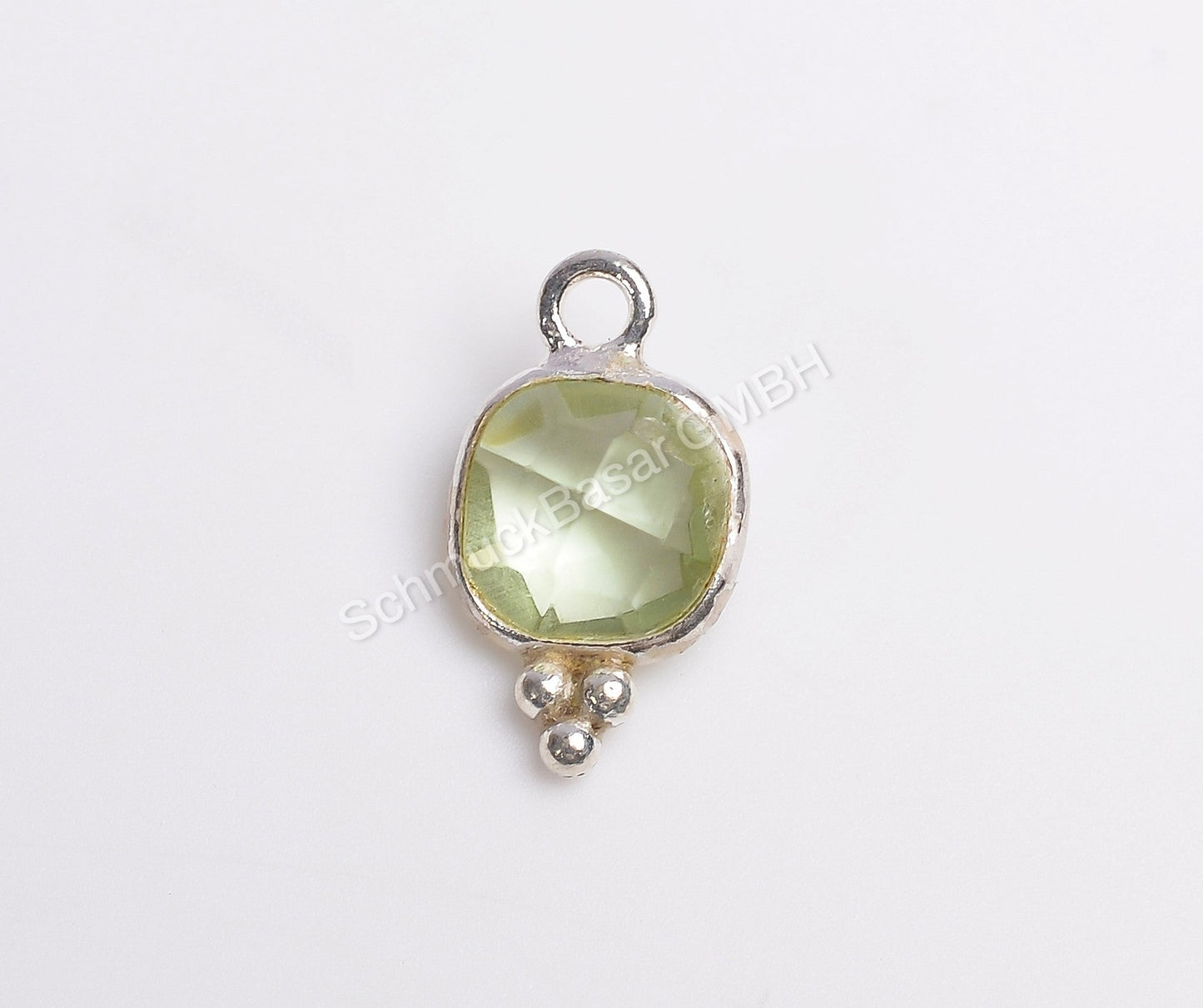 6 MM GREEN AMETHYST BEZEL CONNECTOR