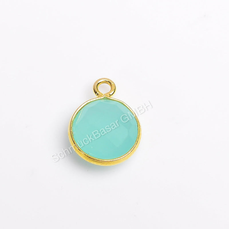 8 MM AQUA CHALCEDONY BEZEL CONNECTOR